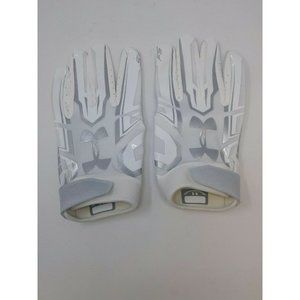 New Under Armour Men's White/White/Silver WR Football Gloves - Size 2XLarge